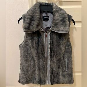 Tahari Charcoal Faux Fur Vest